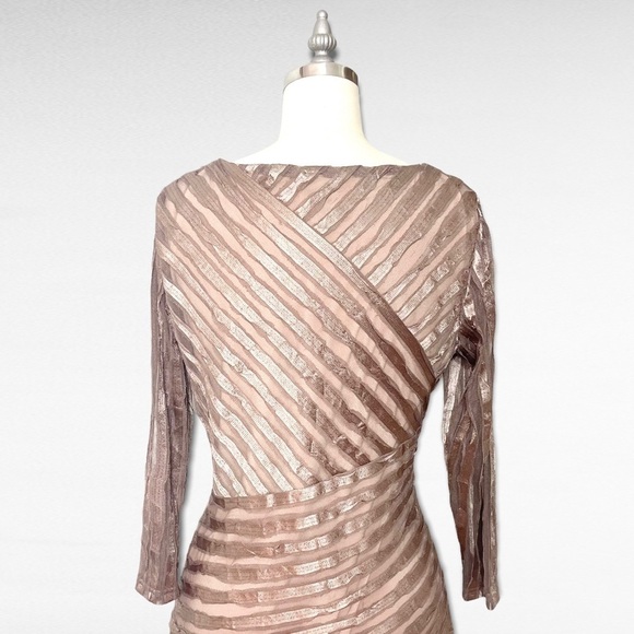 REISS Rebecca Bodycon Sheath Dress Mink Metallic Stripe 8 Evening Wear New Years - Picture 6 of 10